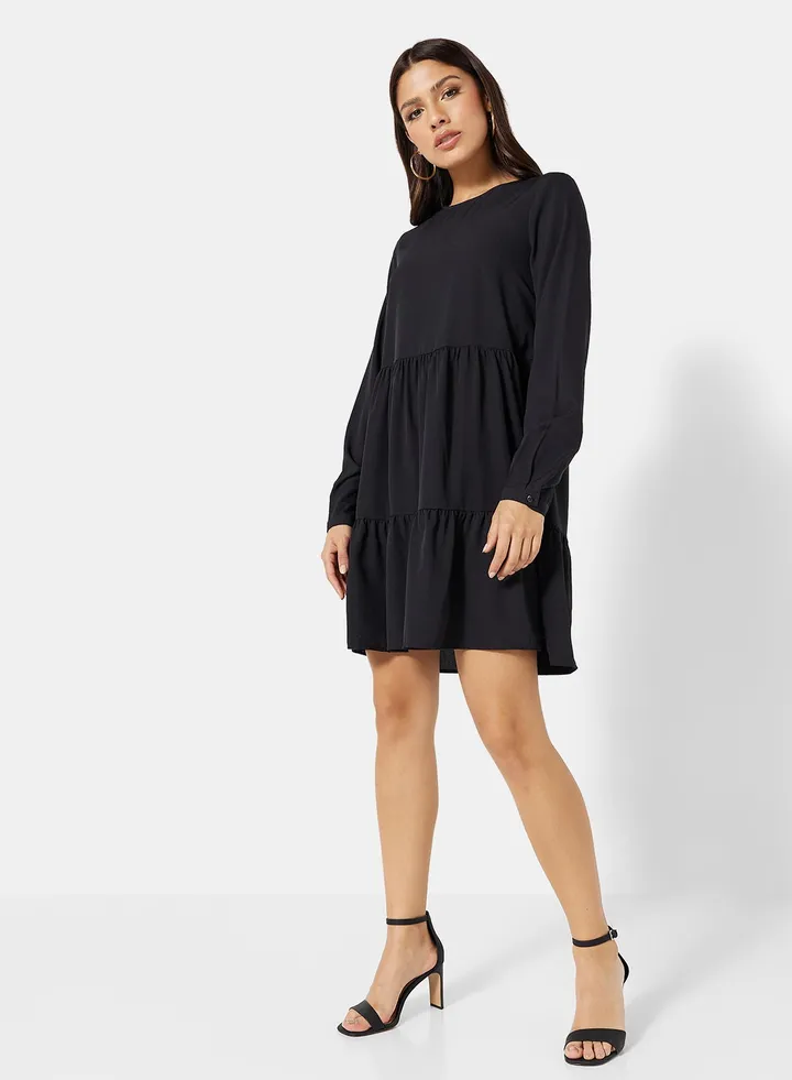 Tiered Long Sleeve Mini Dress
