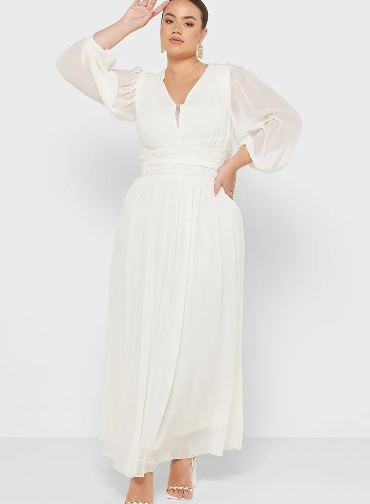 Puff Sleeve A-Line Dress