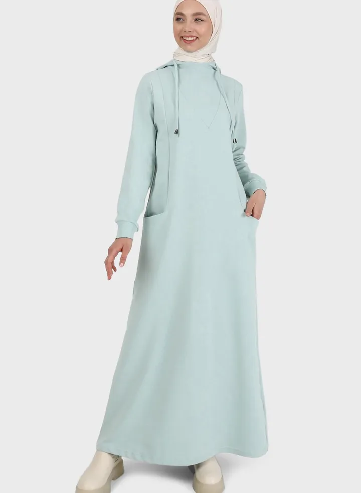 Pocket Detail Hooded Dress