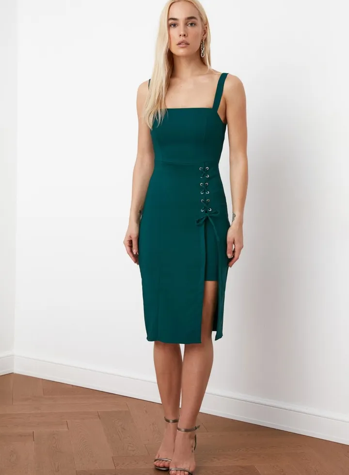 Lace Up Detail Bodycon Dress