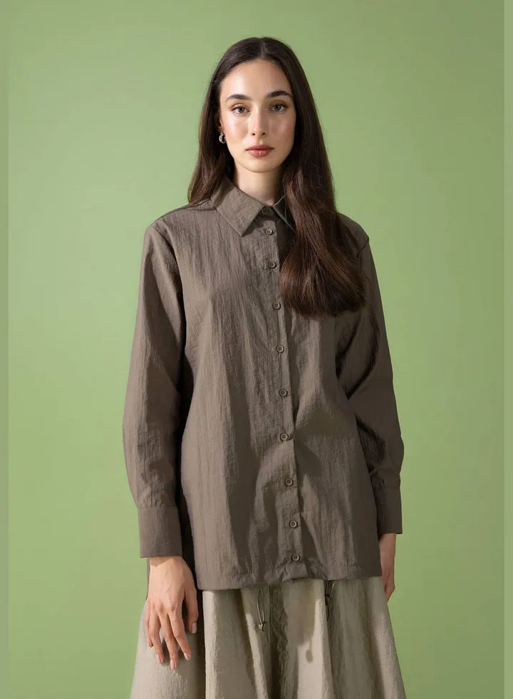 Woman Woven Long Sleeve Tunic
