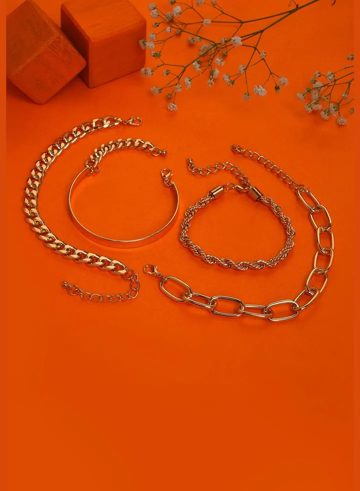 Pack of 4 Gold Plated Chain Bracelet