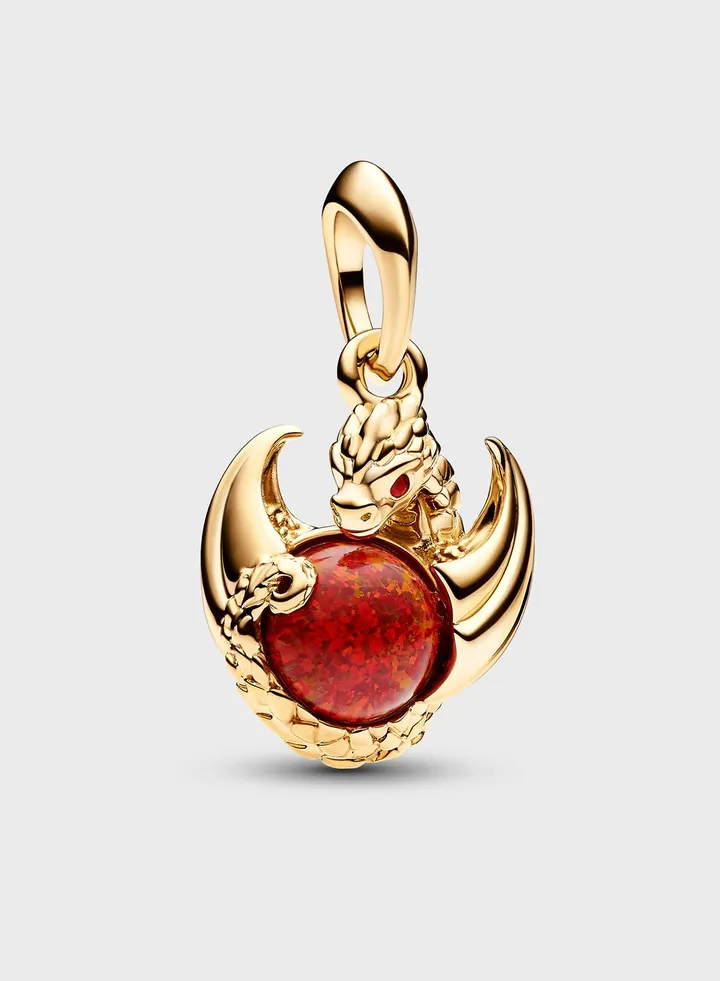 Dragon Fire Plated Dangle Opal Charm