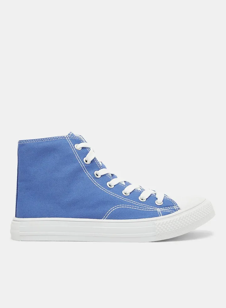 High Top Canvas Sneakers Blue