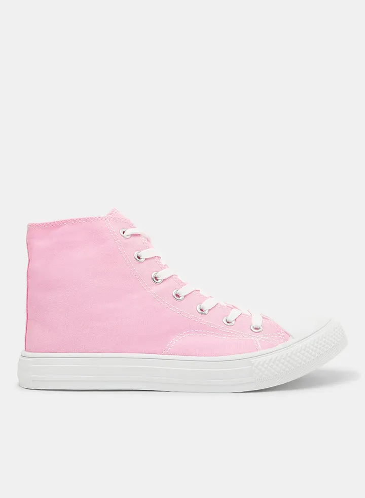 High Top Canvas Sneakers Pink