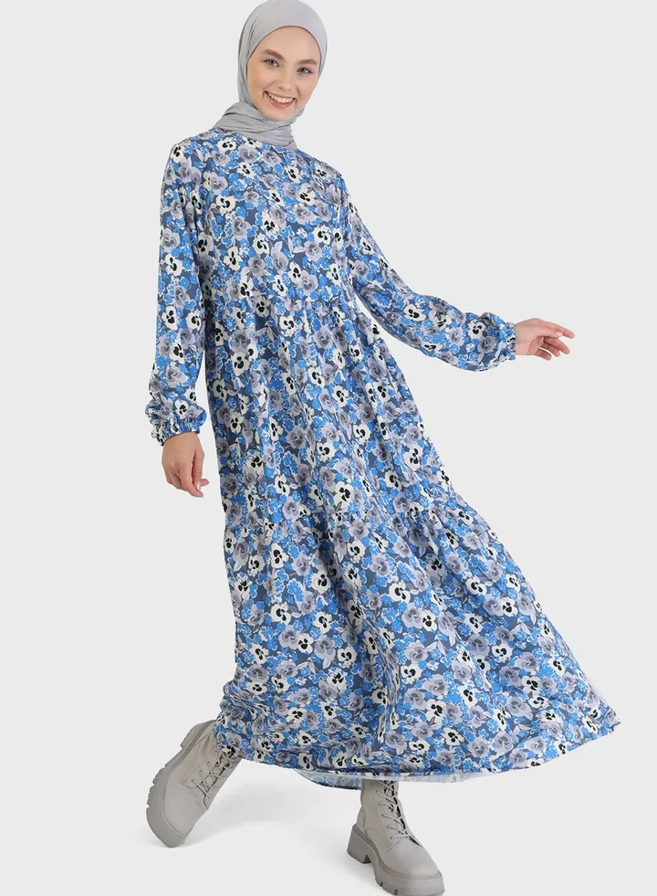 Floral Printed Tiered Dress