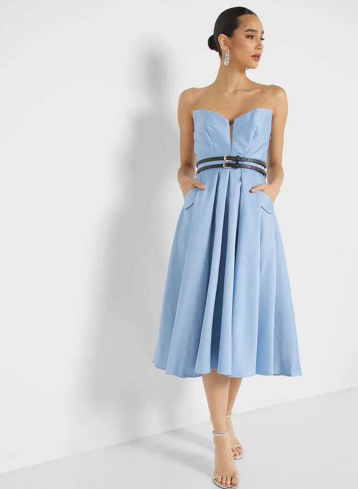 Bardot Pleated Dress