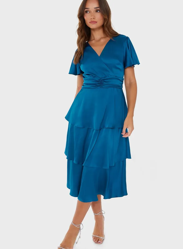 V-Neck Tiered Dress