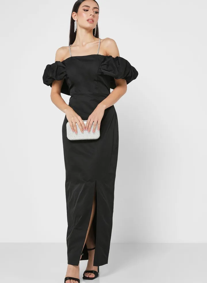 Off Shoulder Side Slit Dress