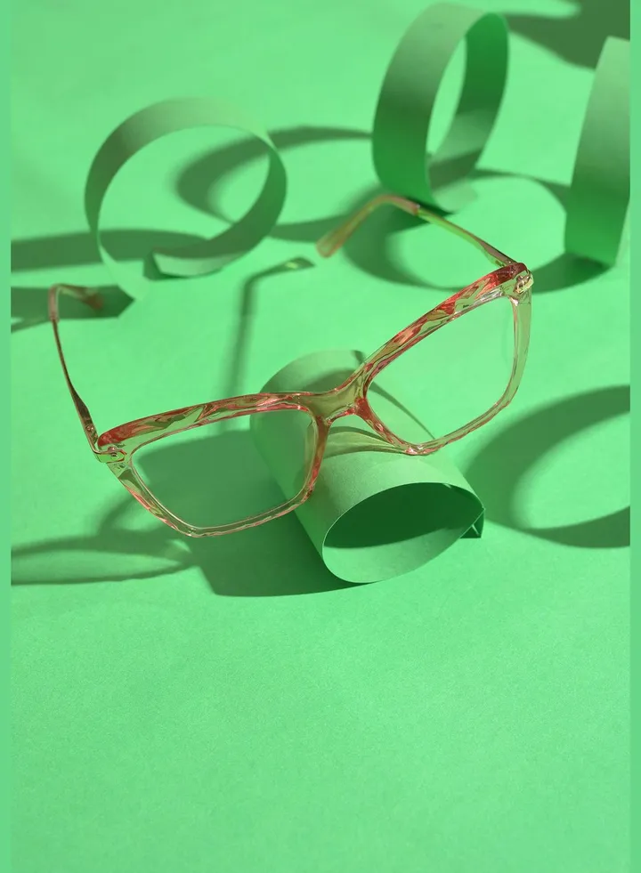 Women Clear Lens Pink Butterfly Sunglasses