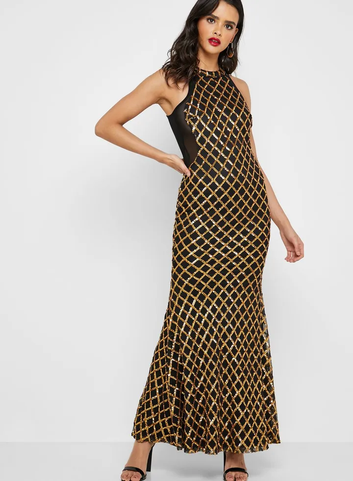 Sequin Fishtail Maxi Dress
