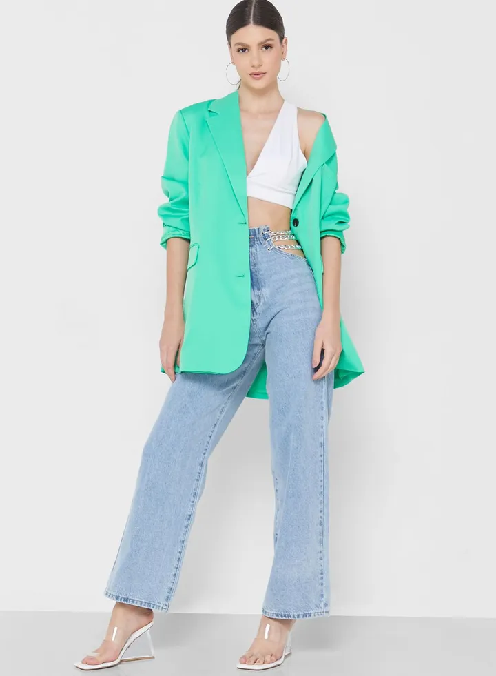 High Waist Chain Detail Jeans