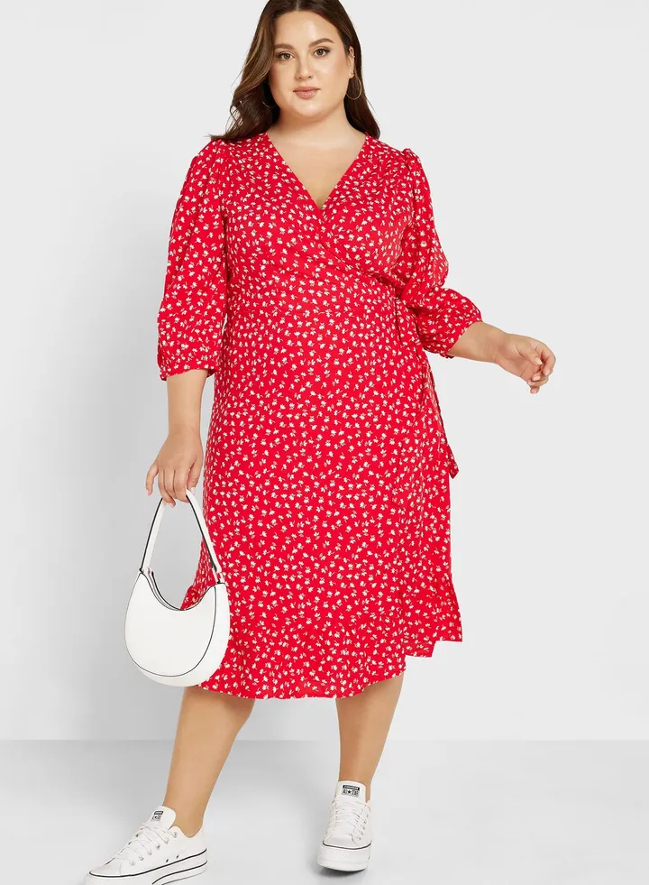 Ruffle Hem Wrap Dress