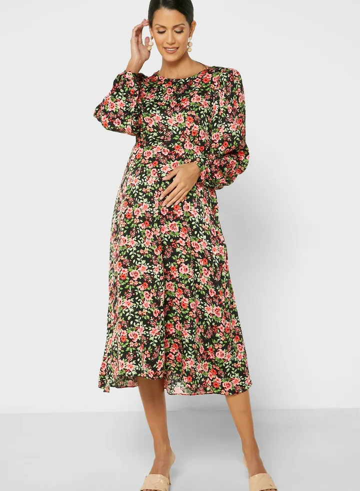 Floral Print Ruched Dress