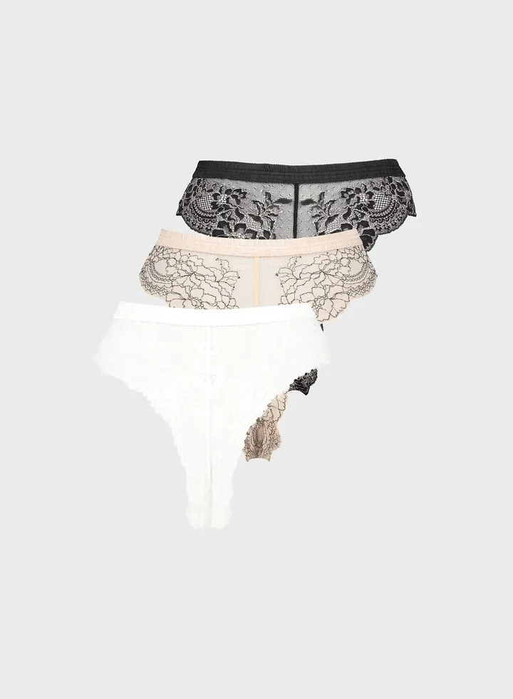 3 Packs High Leg Brazilian Briefs