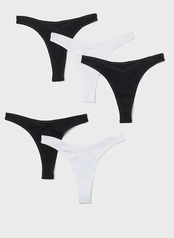 5 Pack Of High Leg Thong