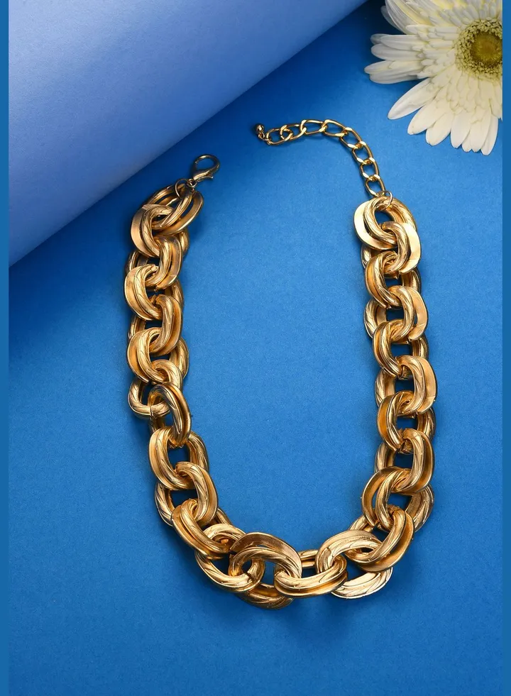 Gold Plated Necklace with Chain Detail