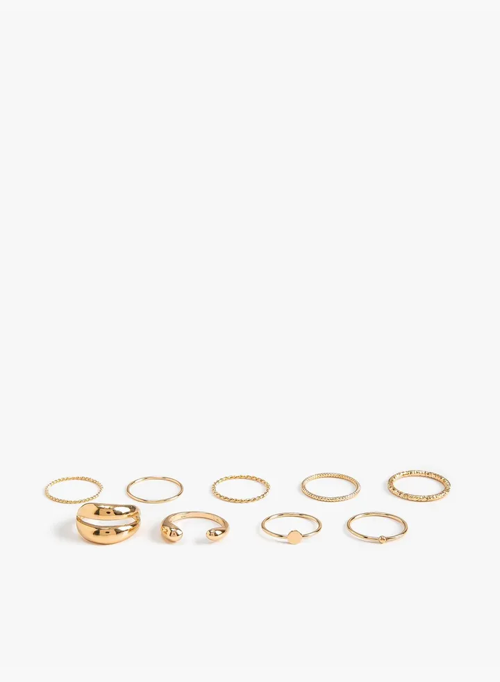 Ring Set 8 Pack Metal Textured
