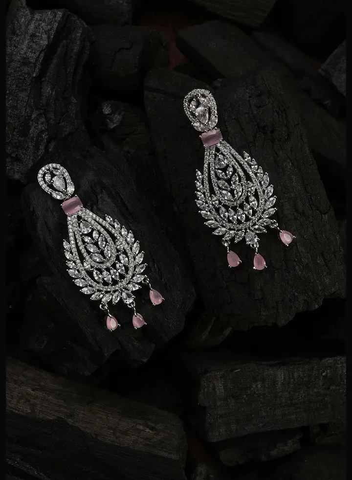 American Diamond Silver Plated Earring