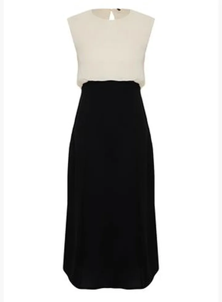 Black Woven Midi Dress