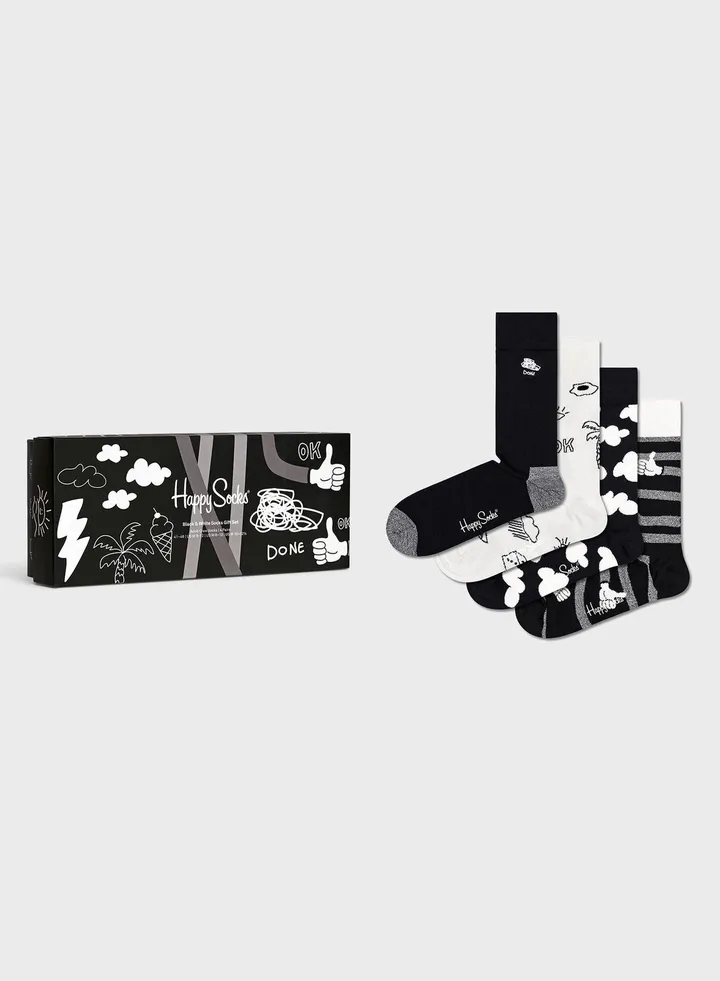 4-Pack Embroidered Crew Sock