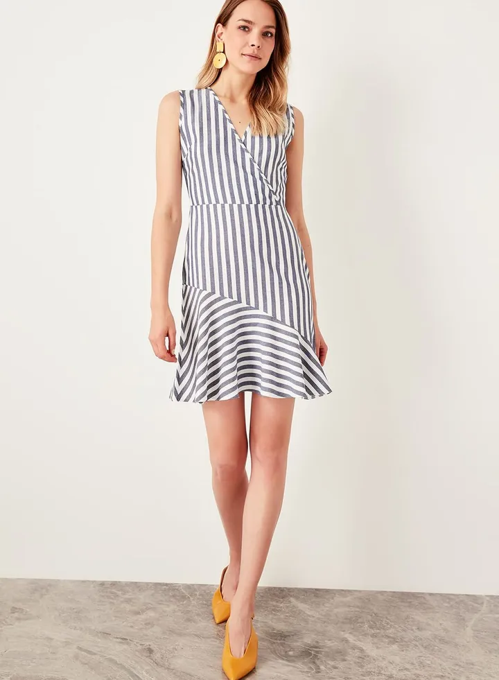 Ruffle Hem Striped Dress