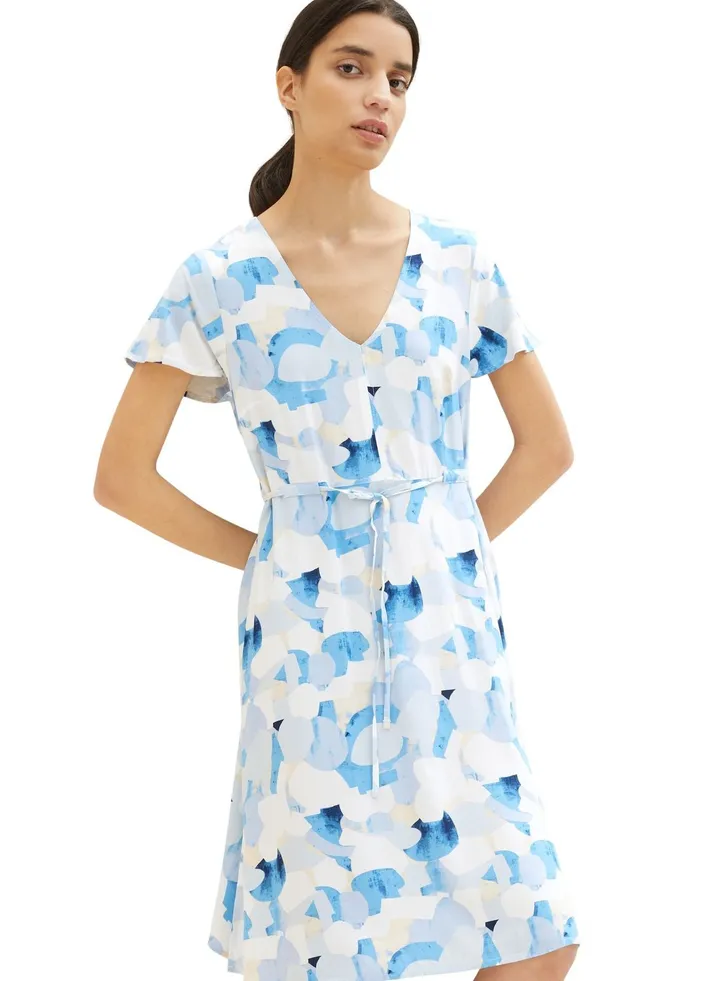 Printed Tie Detail Dress