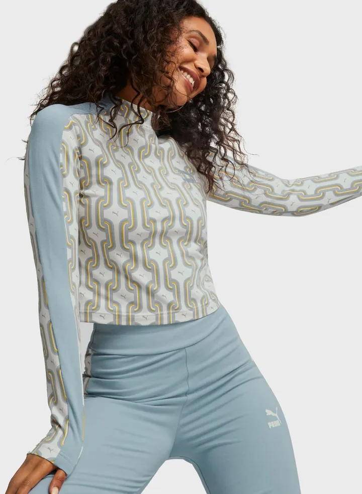 T7 70S Psychedelic Women Cropped Top