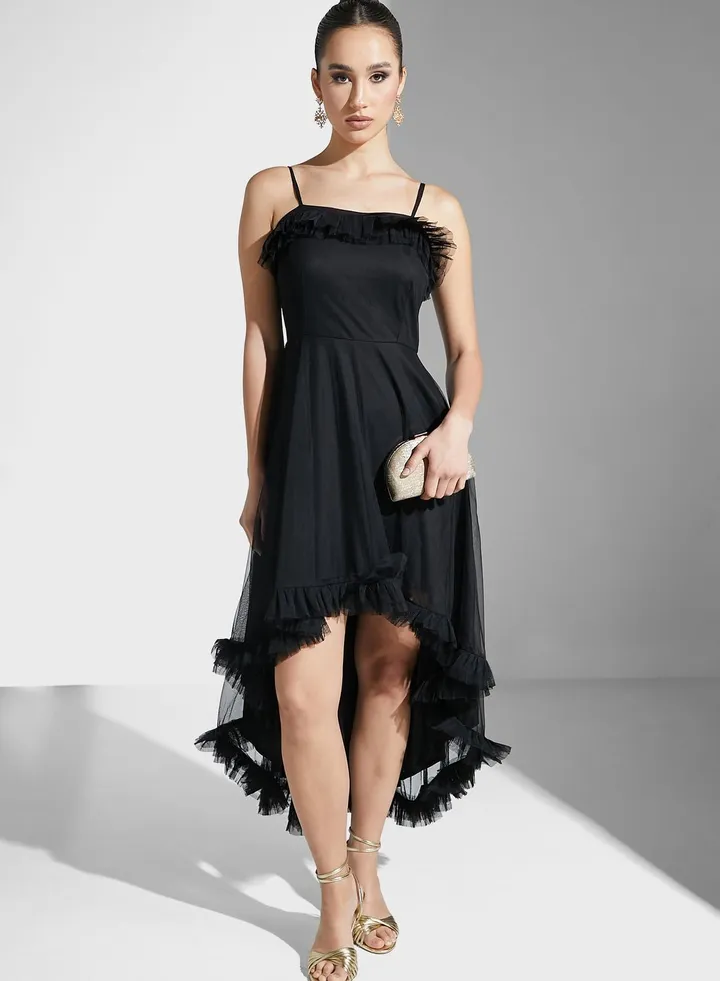 Hadia Ghaleb Ruffled High Low Dress