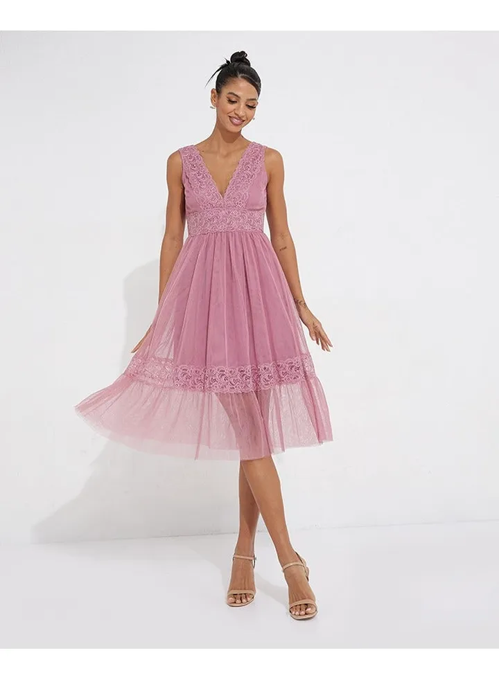 Little Mistress Blush Lace Midi