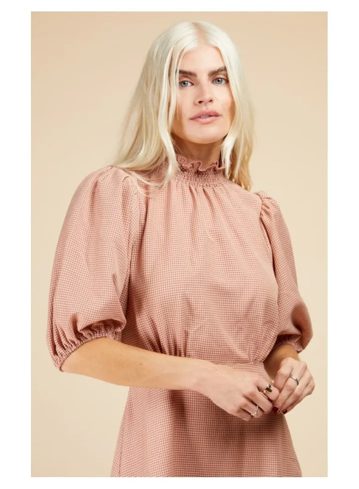 Little Mistress Coral Gingham Midaxi Dress