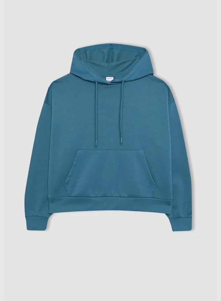 Woman Hooded Long Sleeve Knitted Sweatshirt