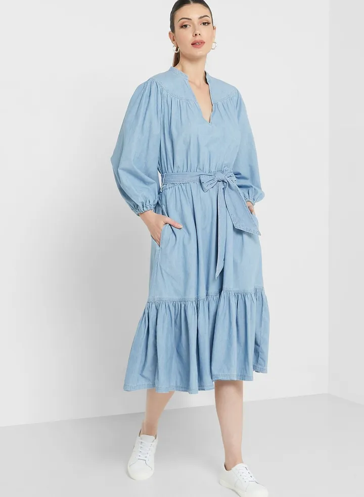 Tiered Puff Sleeve Dress