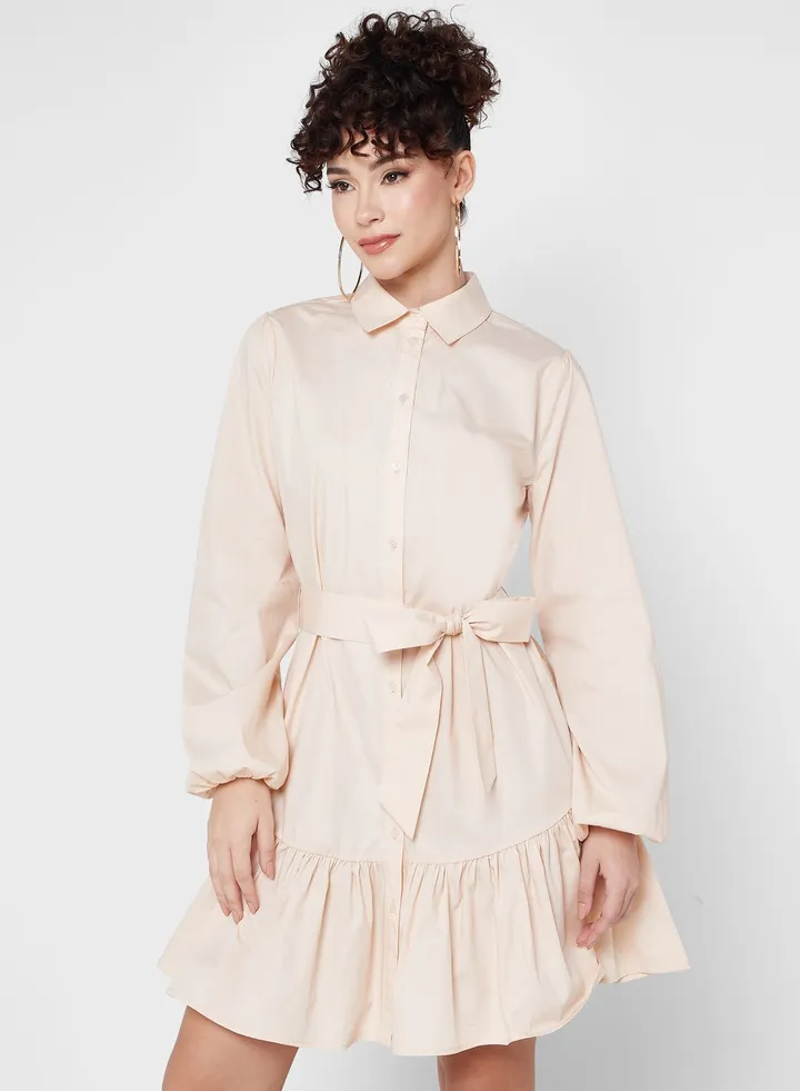 Polo Neck Tie Detail Dress