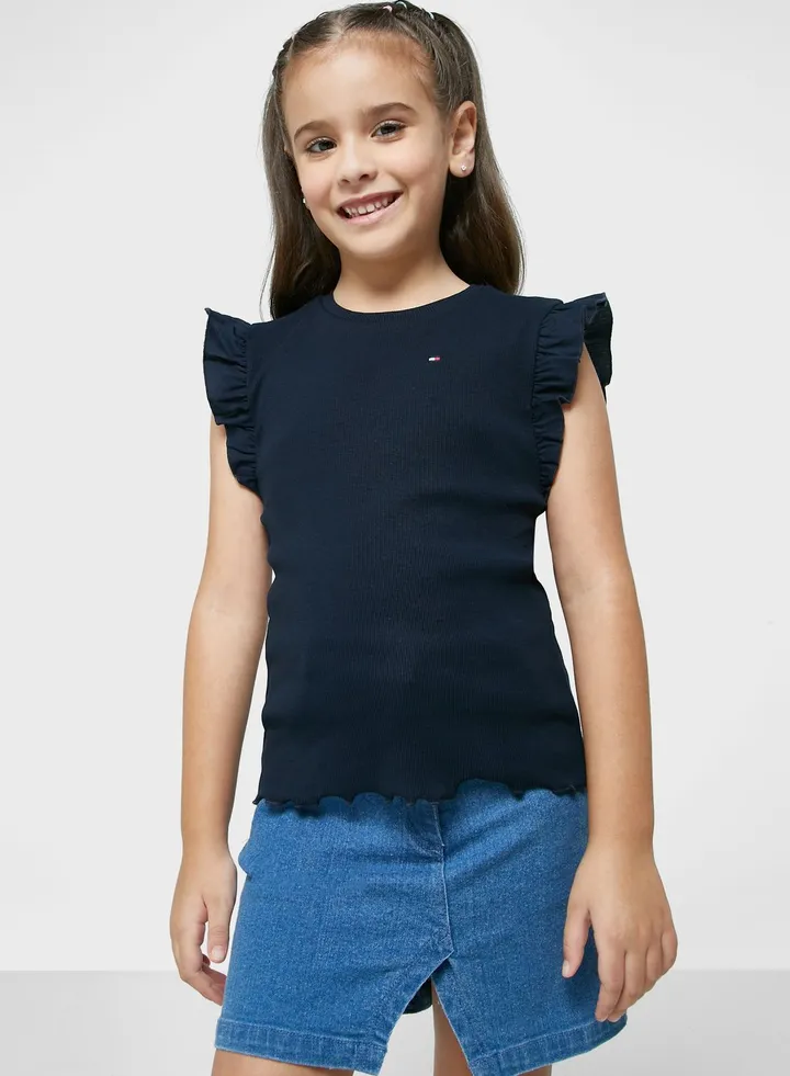 Youth Ruffle Rib Top