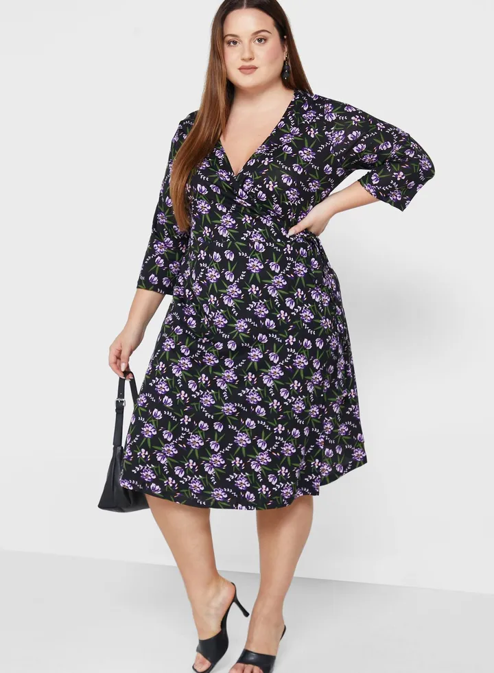 Floral Print Wrap Dress