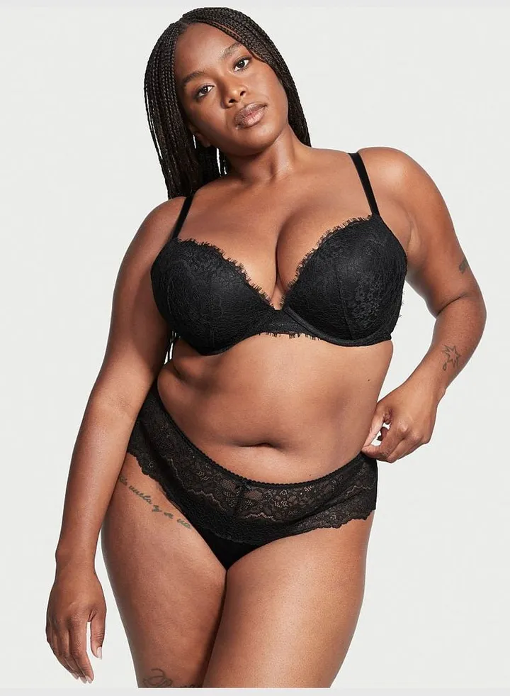 Lace Trim Hipster Thong Panty