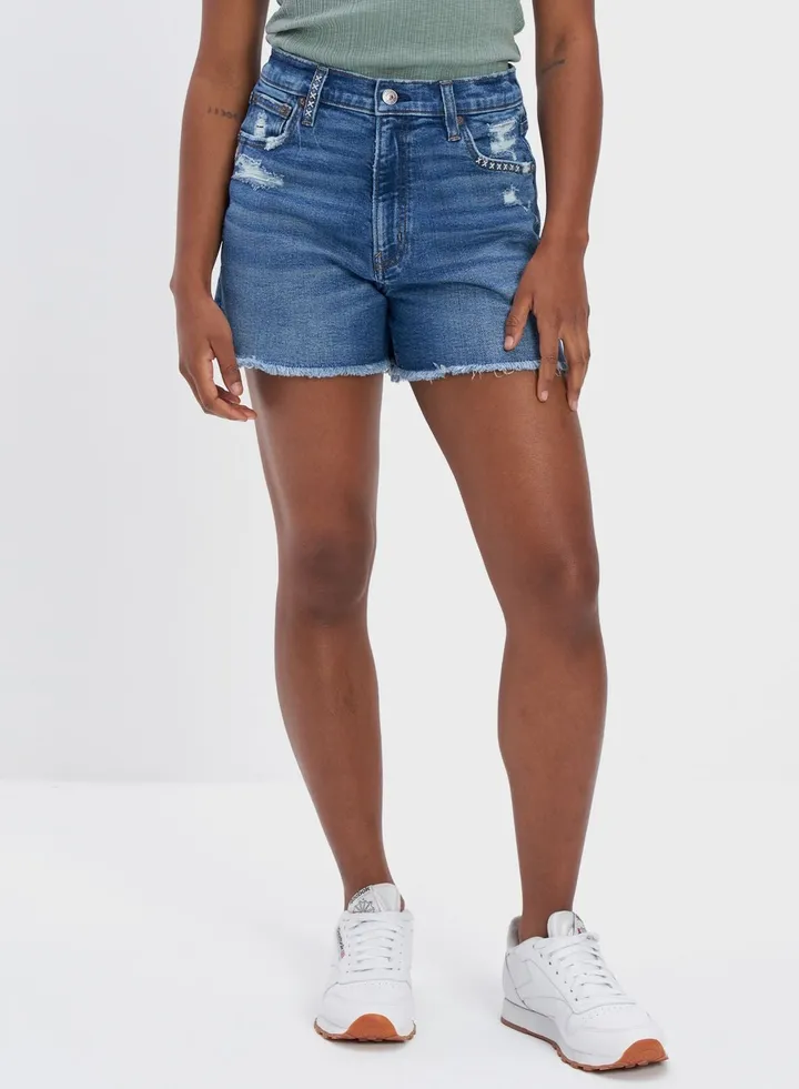 Ripped Denim Shorts