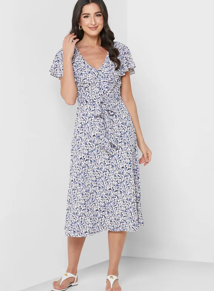 Belted Ruffle Detail Dress