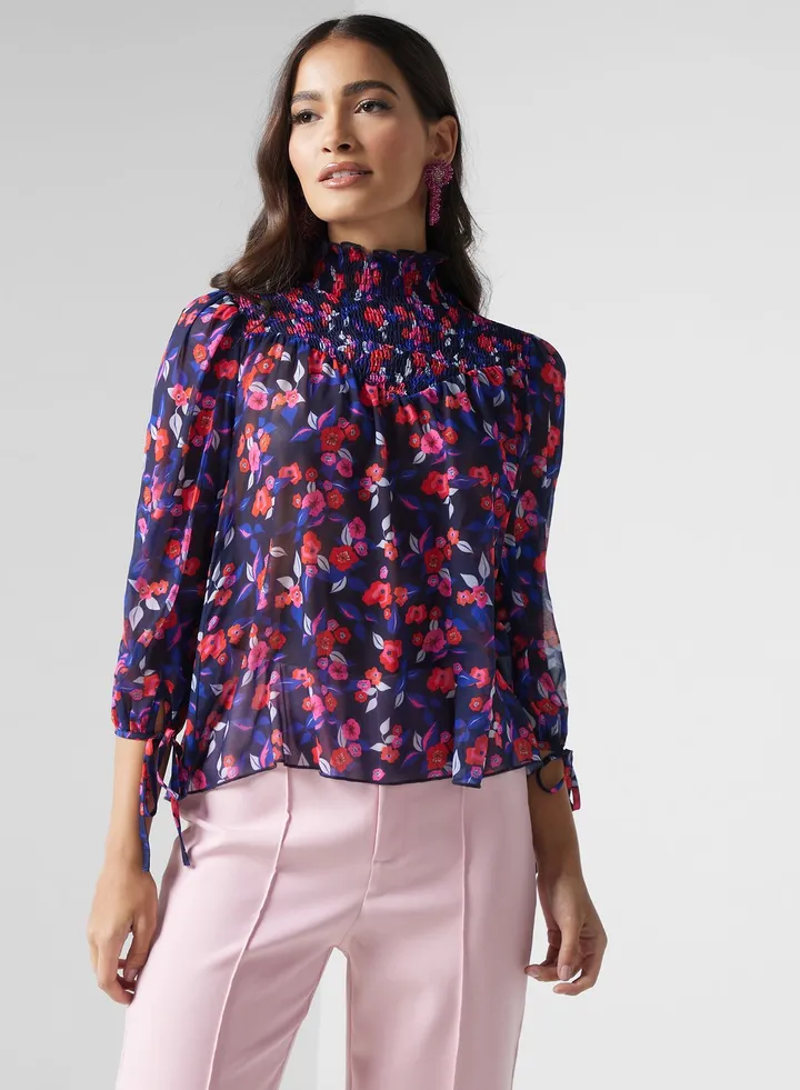 Balloon Sleeve Floral Printed Dress