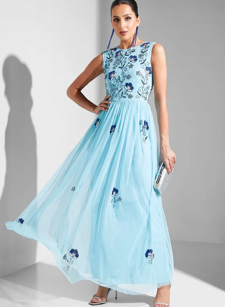 Sleeveless Embellished Bodice Dress