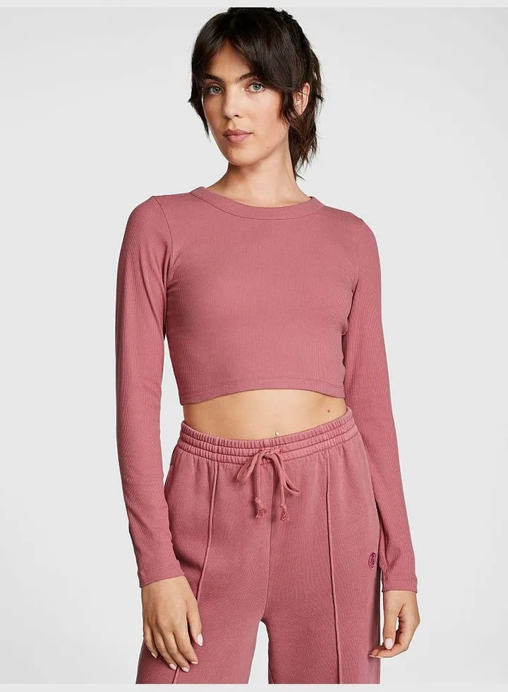 Rib Long-Sleeve Crop Top