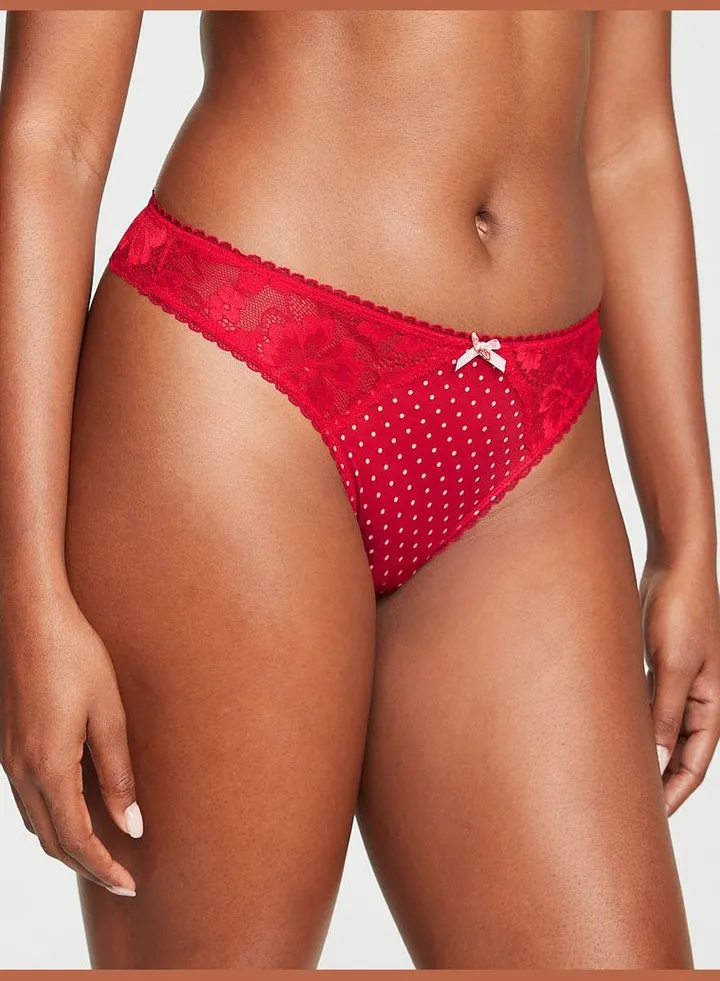 Lace-Front Thong Panty
