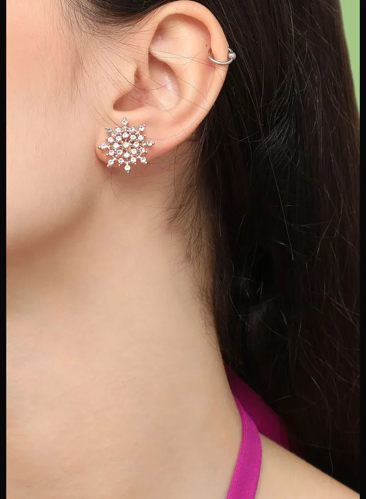 Gold Plated Designer Stone Casual Stud For Women
