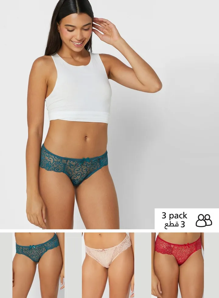 3 Pack Lace Cheeky Brief
