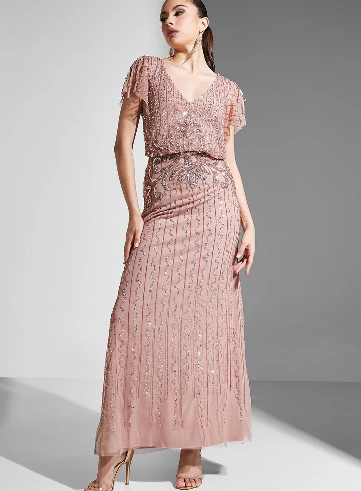 Embroidered Tiered Dress