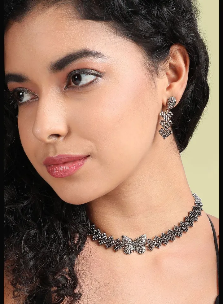 Gold Plated Designer Stone Party Wear Necklace and Earring Set For Women