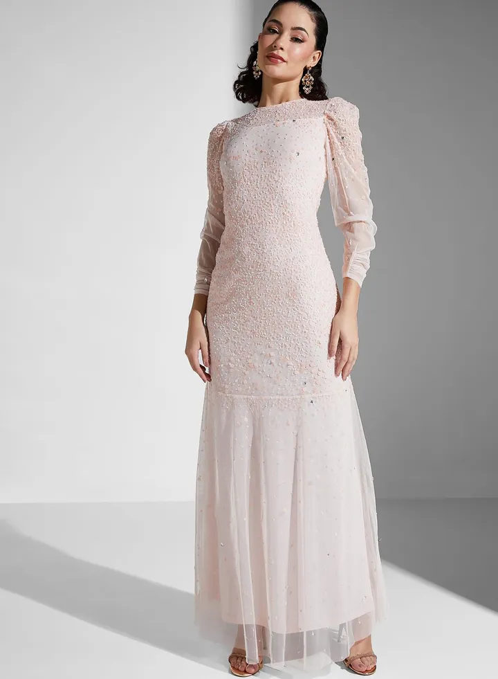 Tiered Mesh Detail Dress