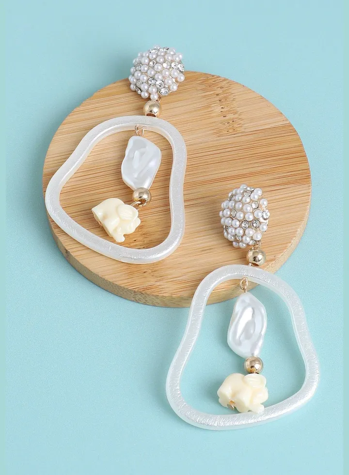 Gold Plated Pearls Party Drop Earring For Women
