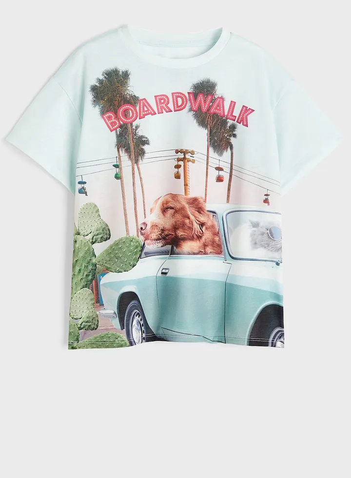 Kids Graphic Print Oversized T-Shirt